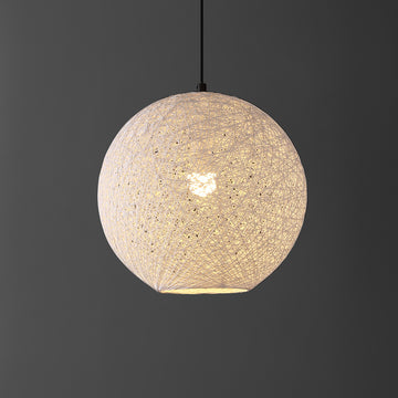 Lacey Bohemian Minimalist Iron/Rope Woven Globe LED Pendant - JONATHAN Y